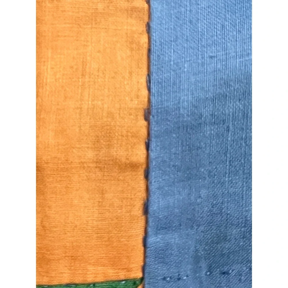 Vintage Hand Stitched Patchwork Quilt Leaf Blocks Blue Green Full Queen 92x88